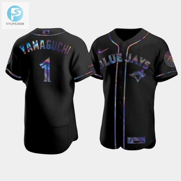 Mens Toronto Blue Jays Shun Yamaguchi 1 Black Golden Edition Holographic Jersey stylepulseusa 1