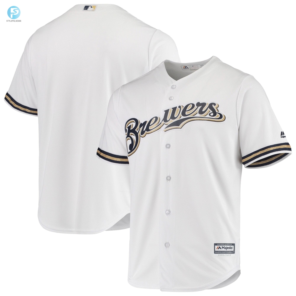 Mens White Milwaukee Brewers Home Official Cool Base Jersey 