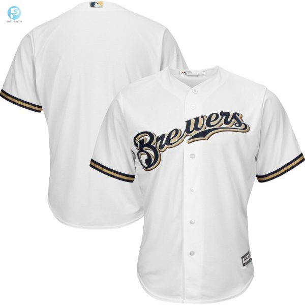 Mens White Milwaukee Brewers Official Cool Base Jersey stylepulseusa 1