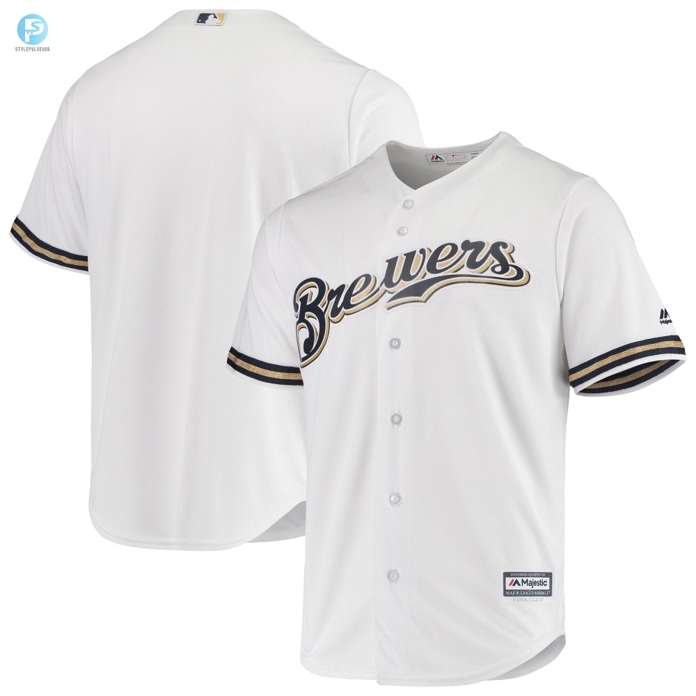 Mens White Milwaukee Brewers Team Official Jersey 