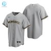 Mens Milwaukee Brewers 28 Mlb Baseball Team Road Grey Jersey Gift For Brewers Fans stylepulseusa 1