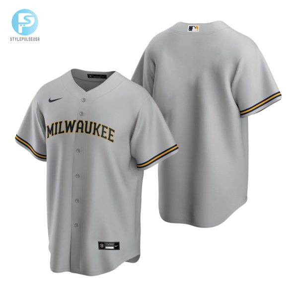 Mens Milwaukee Brewers 28 Mlb Baseball Team Road Grey Jersey Gift For Brewers Fans stylepulseusa 1 1