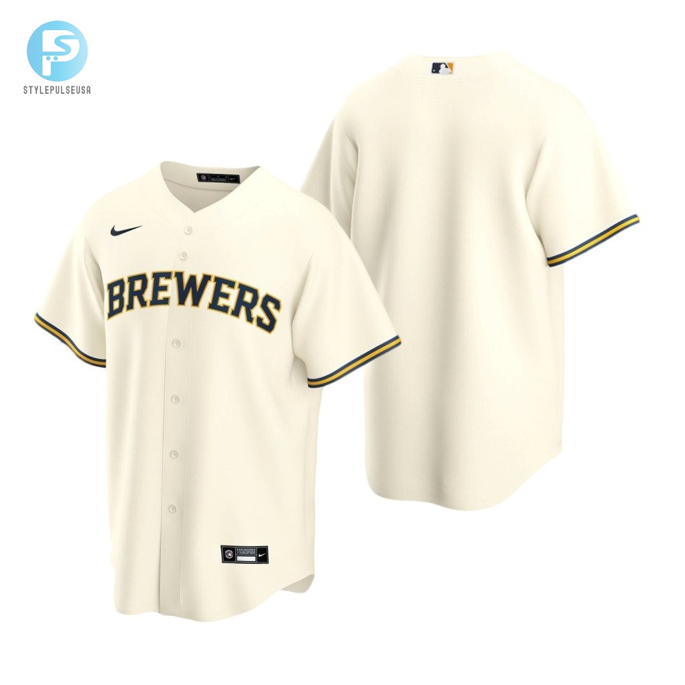 Mens Milwaukee Brewers Mlb Team 2020 Alternate Cream Jersey Gift For Brewers Fans Baseball Fans 