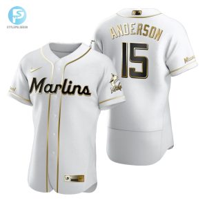 Miami Marlins 15 Brian Anderson Mlb Golden Brandedition White Jersey Gift For Marlins Fans stylepulseusa 1 1