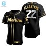 Miami Marlins 22 Sandy Alcantara Mlb Golden Brandedition Black Jersey Gift For Marlins Fans stylepulseusa 1