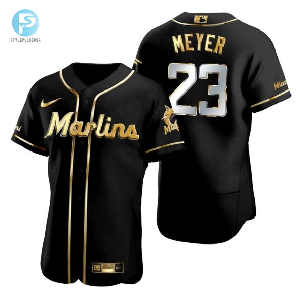 Miami Marlins 23 Max Meyer Mlb Golden Brandedition Black Jersey Gift For Marlins Fans stylepulseusa 1