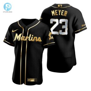 Miami Marlins 23 Max Meyer Mlb Golden Brandedition Black Jersey Gift For Marlins Fans stylepulseusa 1 1