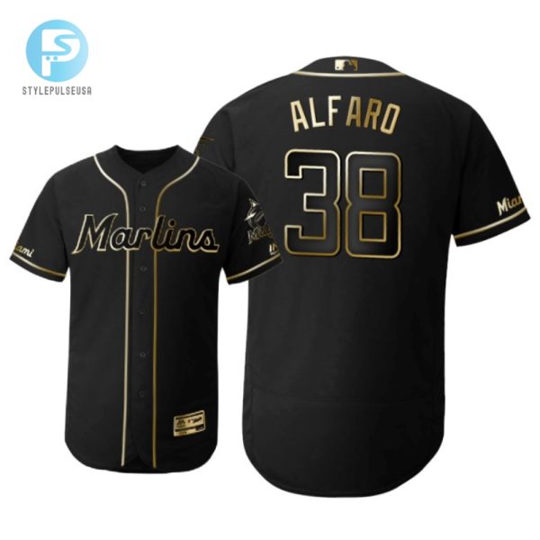 Miami Marlins 38 Jorge Alfaro Mlb 2019 Golden Brandedition Black Jersey Gift For Marlins Fans stylepulseusa 1