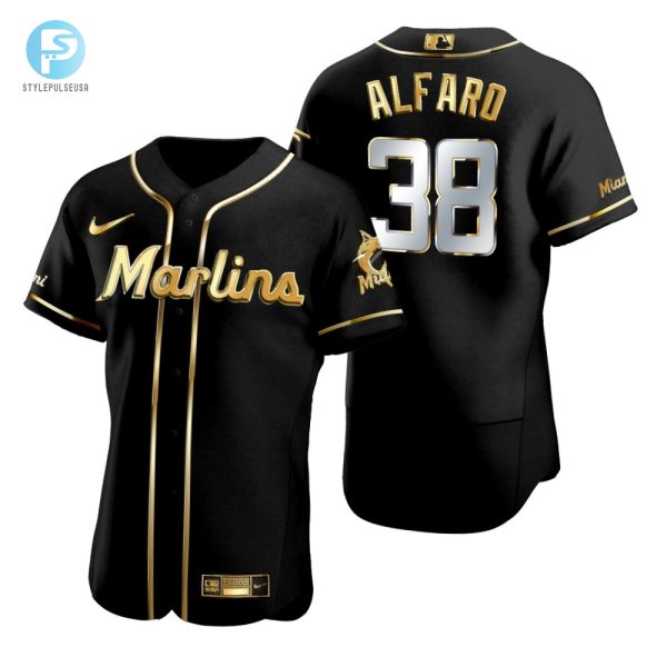 Miami Marlins 38 Jorge Alfaro Mlb Golden Brandedition Black Jersey Gift For Marlins Fans stylepulseusa 1 1