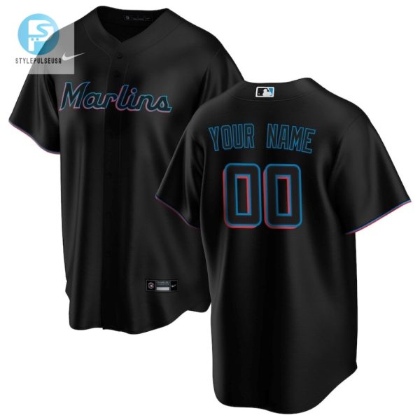 Miami Marlins Alternate Custom Men Jersey Black stylepulseusa 1