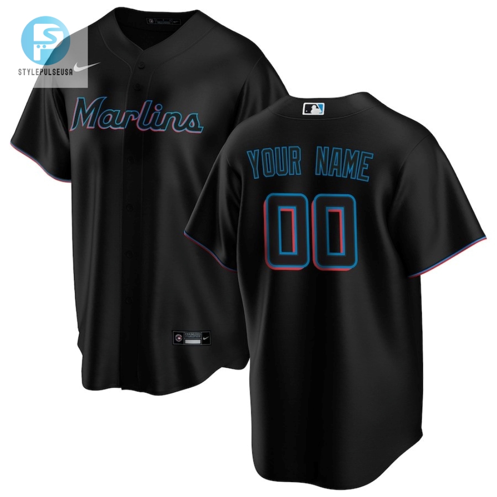 Miami Marlins Alternate Custom Men Jersey  Black 