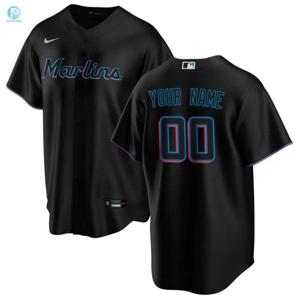 Miami Marlins Alternate Replica Custom Jersey Black Custom Jerseys Mlb stylepulseusa 1