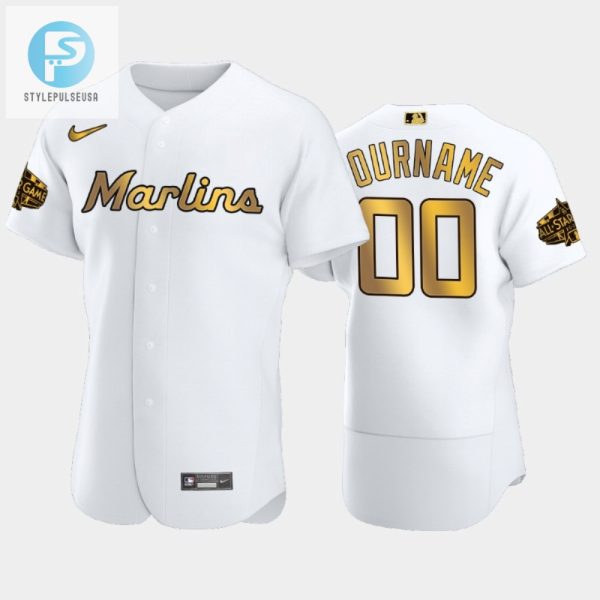 Miami Marlins Custom 00 White Gold 202223 Allstar Game Jersey stylepulseusa 1 1