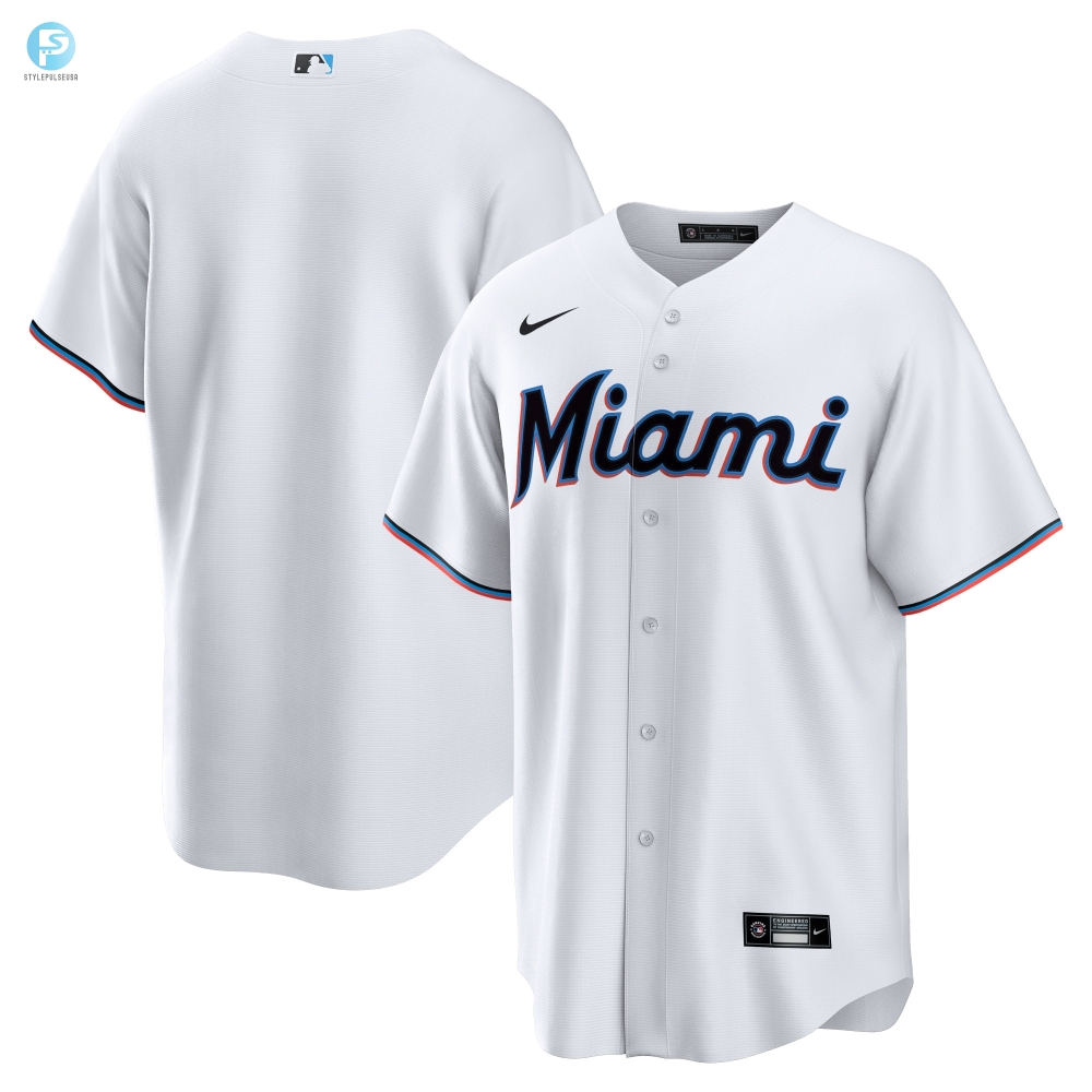 Miami Marlins Home Replica Team Jersey  White Mlb 