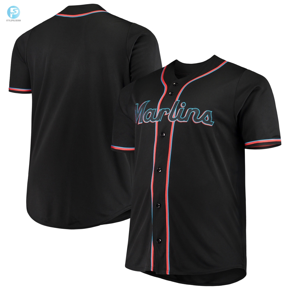 Miami Marlins Majestic Big  Tall Alternate Replica Team Jersey  Black Mlb 