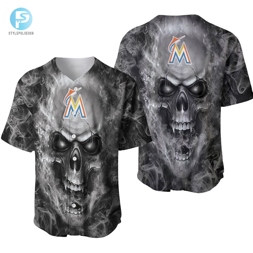 Miami Marlins Mlb Fan Skull Baseball Jersey 