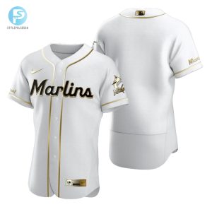 Miami Marlins Mlb Golden Brandedition White Jersey Gift For Marlins Fans stylepulseusa 1 1