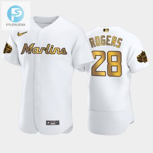 Miami Marlins Trevor Rogers 28 White Gold 202223 Allstar Game Jersey stylepulseusa 1 1