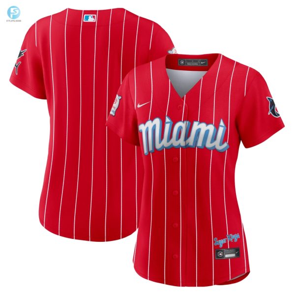 Miami Marlins Womens 2021 City Connect Replica Jersey Red Mlb stylepulseusa 1