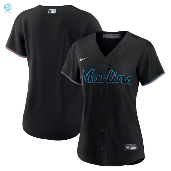 Miami Marlins Womens Alternate Replica Team Jersey Black Mlb stylepulseusa 1