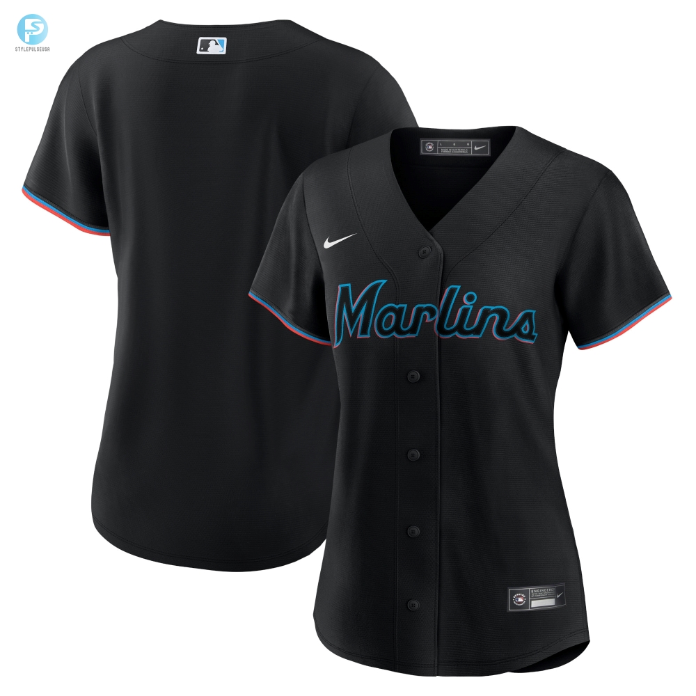 Miami Marlins Womens Alternate Replica Team Jersey Black Mlb 