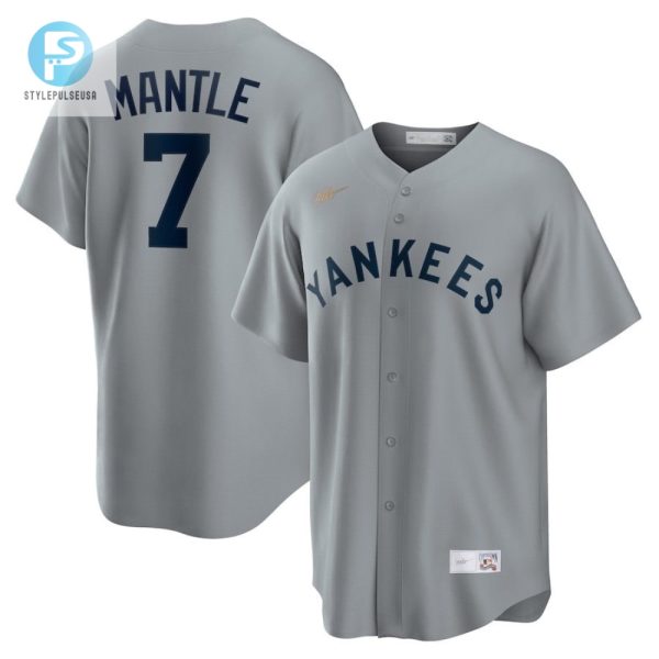 Mickey Mantle 7 New York Yankees Road Cooperstown Collection Player Jersey Gray stylepulseusa 1