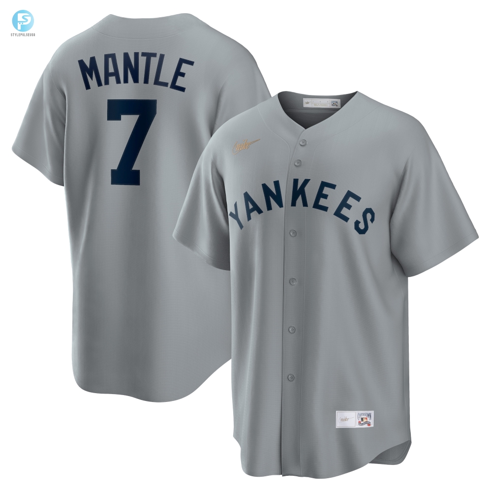 Mickey Mantle New York Yankees Road Cooperstown Collection Player Jersey Gray Mlb stylepulseusa 1