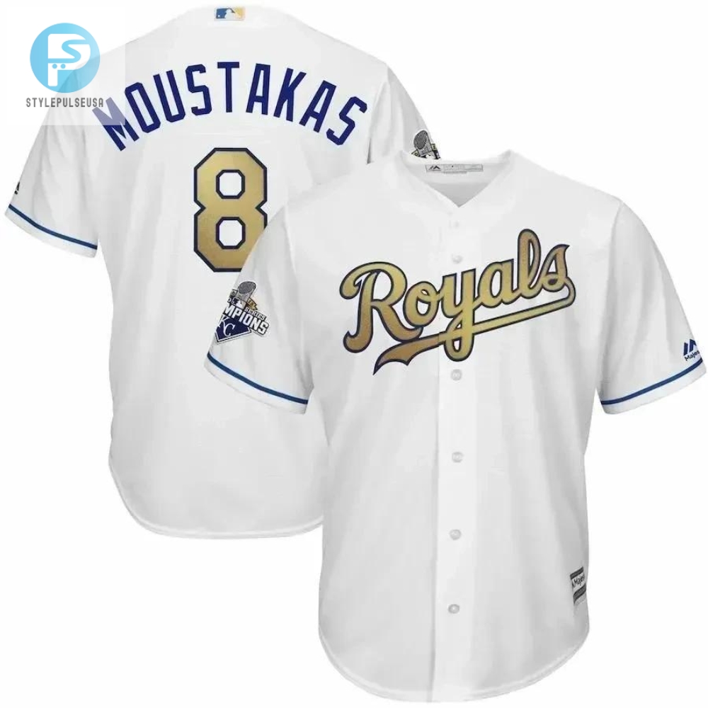 Mike Moustakas Kansas City Royals 2015 World Series Champions Gold Program Cool Base Player Jersey  White 