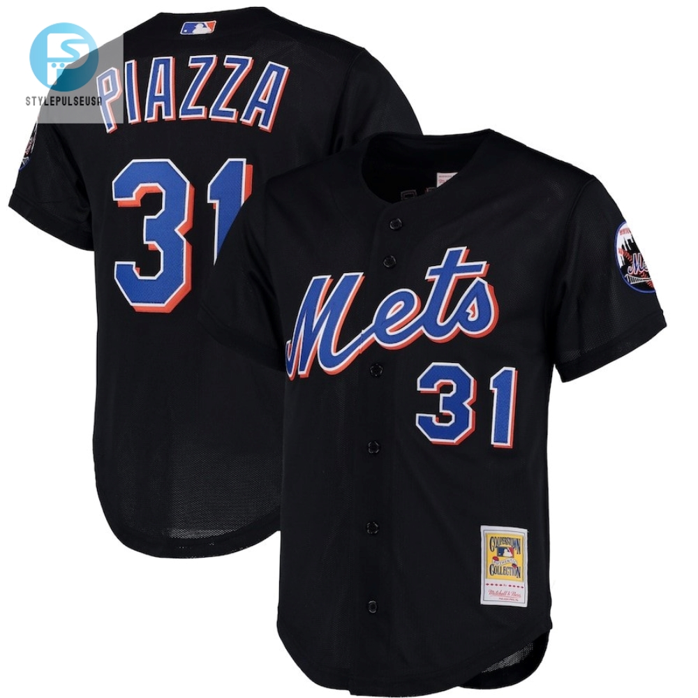 Mike Piazza 31 New York Mets Mitchell  Ness Mesh Batting Practice Jersey  Black 