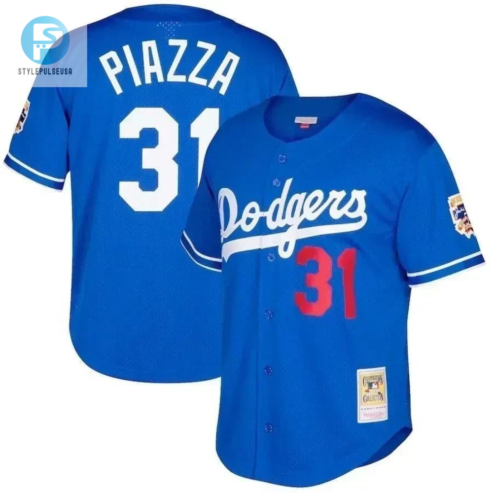 Mike Piazza Los Angeles Dodgers Mitchell And Ness Big And Tall Cooperstown Collection Mesh Buttonup Jersey Royal 