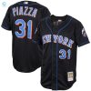 Mike Piazza New York Mets Mitchell Ness Alternate 2000 Cooperstown Collection Authentic Jersey Black Mlb stylepulseusa 1