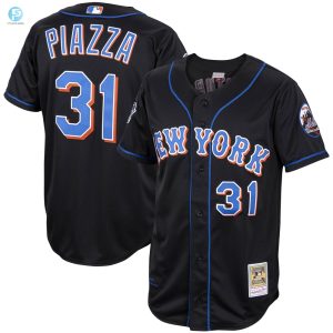 Mike Piazza New York Mets Mitchell Ness Alternate 2000 Cooperstown Collection Authentic Jersey Black Mlb stylepulseusa 1 1