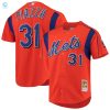 Mike Piazza New York Mets Mitchell Ness Cooperstown Collection Mesh Batting Practice Jersey Orange Mlb stylepulseusa 1