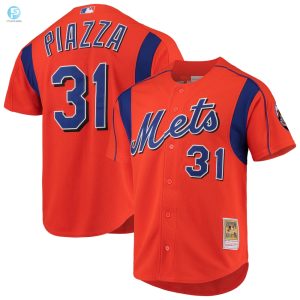 Mike Piazza New York Mets Mitchell Ness Cooperstown Collection Mesh Batting Practice Jersey Orange Mlb stylepulseusa 1 1