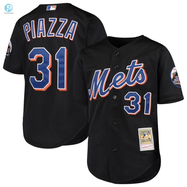 Mike Piazza New York Mets Mitchell And Ness Cooperstown Collection Mesh Batting Practice Jersey Black Mlb stylepulseusa 1