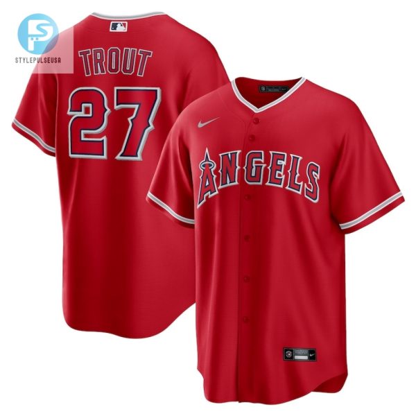 Mike Trout 27 Los Angeles Angels Alternate Player Name Jersey Red stylepulseusa 1