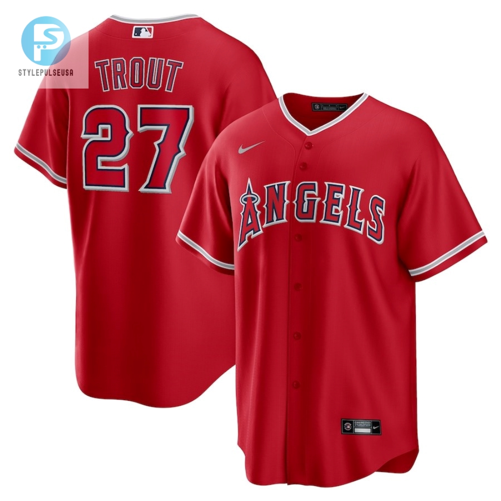 Mike Trout 27 Los Angeles Angels Alternate Player Name Jersey  Red 