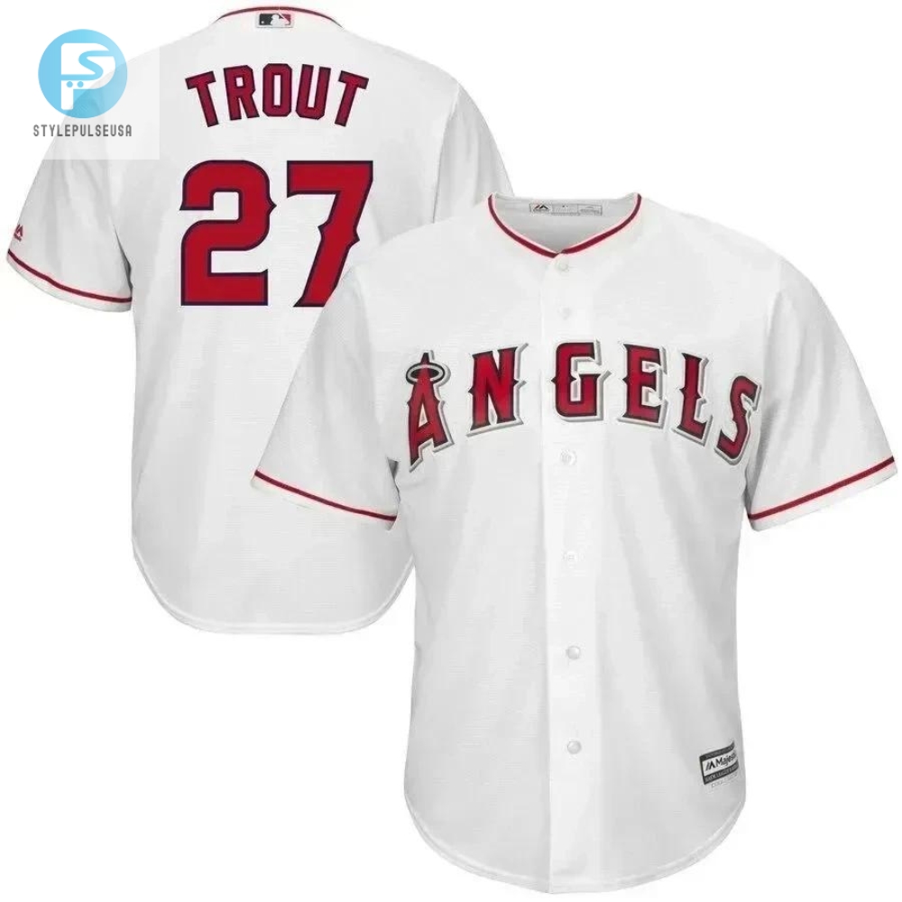 Mike Trout 27 Los Angeles Angels Big And Tall Cool Base Player Jersey  White 