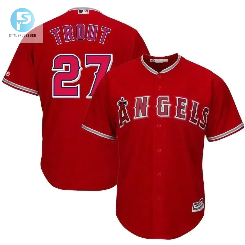 Mike Trout Los Angeles Angels Cool Base Player Jersey  Scarlet 