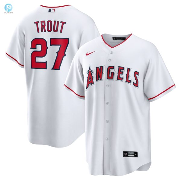 Mike Trout Los Angeles Angels Home Replica Player Name Jersey White Mlb stylepulseusa 1