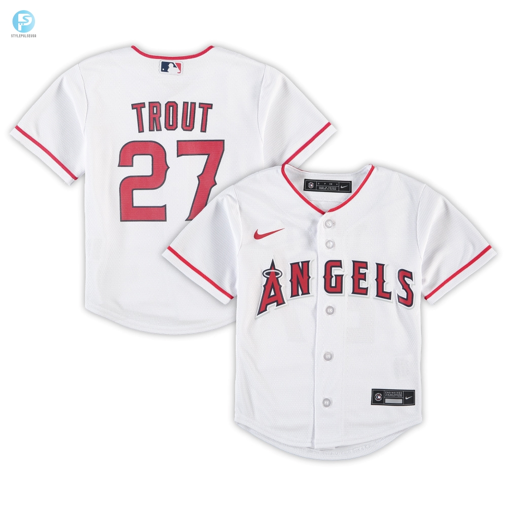 Mike Trout Los Angeles Angels Preschool Home Replica Player Jersey  White Mlb 