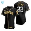 Milwaukee Brewers 22 Christian Yelich Mlb Golden Brandedition Black Jersey Gift For Brewers Fans stylepulseusa 1