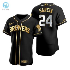 Milwaukee Brewers 24 Avisail Garcia Mlb Golden Brandedition Black Jersey Gift For Brewers Fans stylepulseusa 1 1