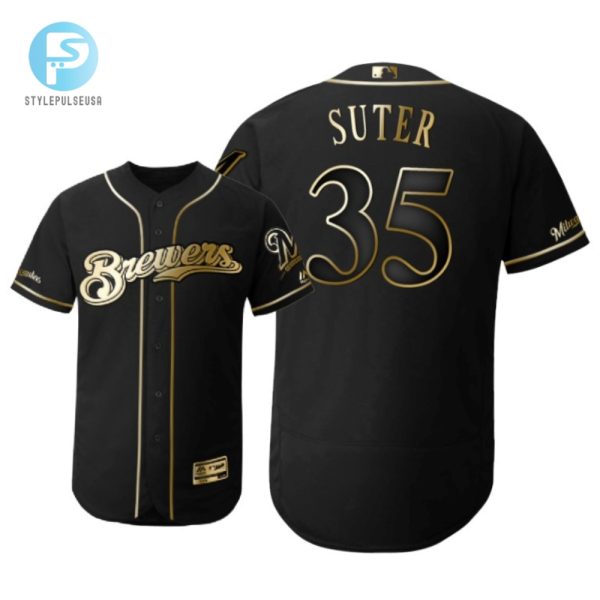 Milwaukee Brewers 35 Brent Suter Mlb 2019 Golden Brandedition Black Jersey Gift For Brewers Fans stylepulseusa 1