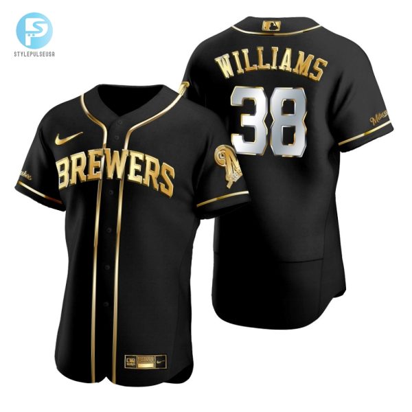 Milwaukee Brewers 38 Devin Williams Mlb Golden Brandedition Black Jersey Gift For Brewers Fans stylepulseusa 1