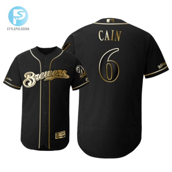 Milwaukee Brewers 6 Lorenzo Cain Mlb 2019 Golden Brandedition Black Jersey Gift For Brewers Fans stylepulseusa 1