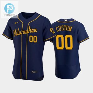 Milwaukee Brewers 00 Custom Alternate Team Navy Jersey stylepulseusa 1 1