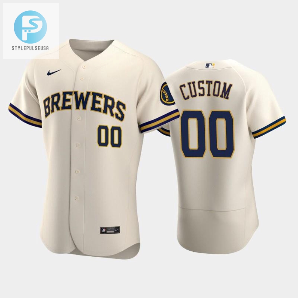 Milwaukee Brewers 00 Custom Home Team Cream Jersey 