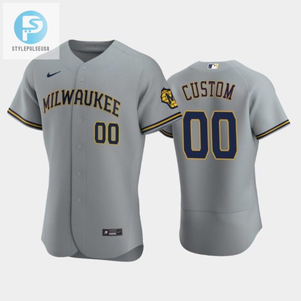 Milwaukee Brewers 00 Custom Road Team Gray Jersey stylepulseusa 1