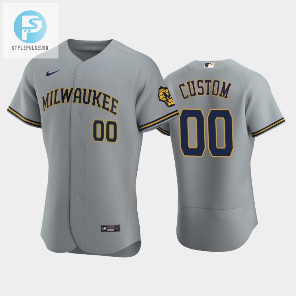 Milwaukee Brewers 00 Custom Road Team Gray Jersey 